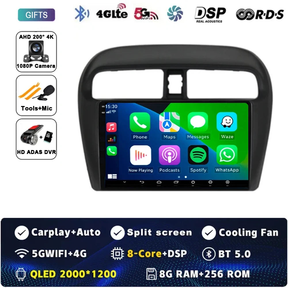 Android 14 9" For Mitsubishi Mirage Attrage 2012-2018 2019 Car Radio Space Star 2014 Navigation Stereo Multimedia Tuning Screen