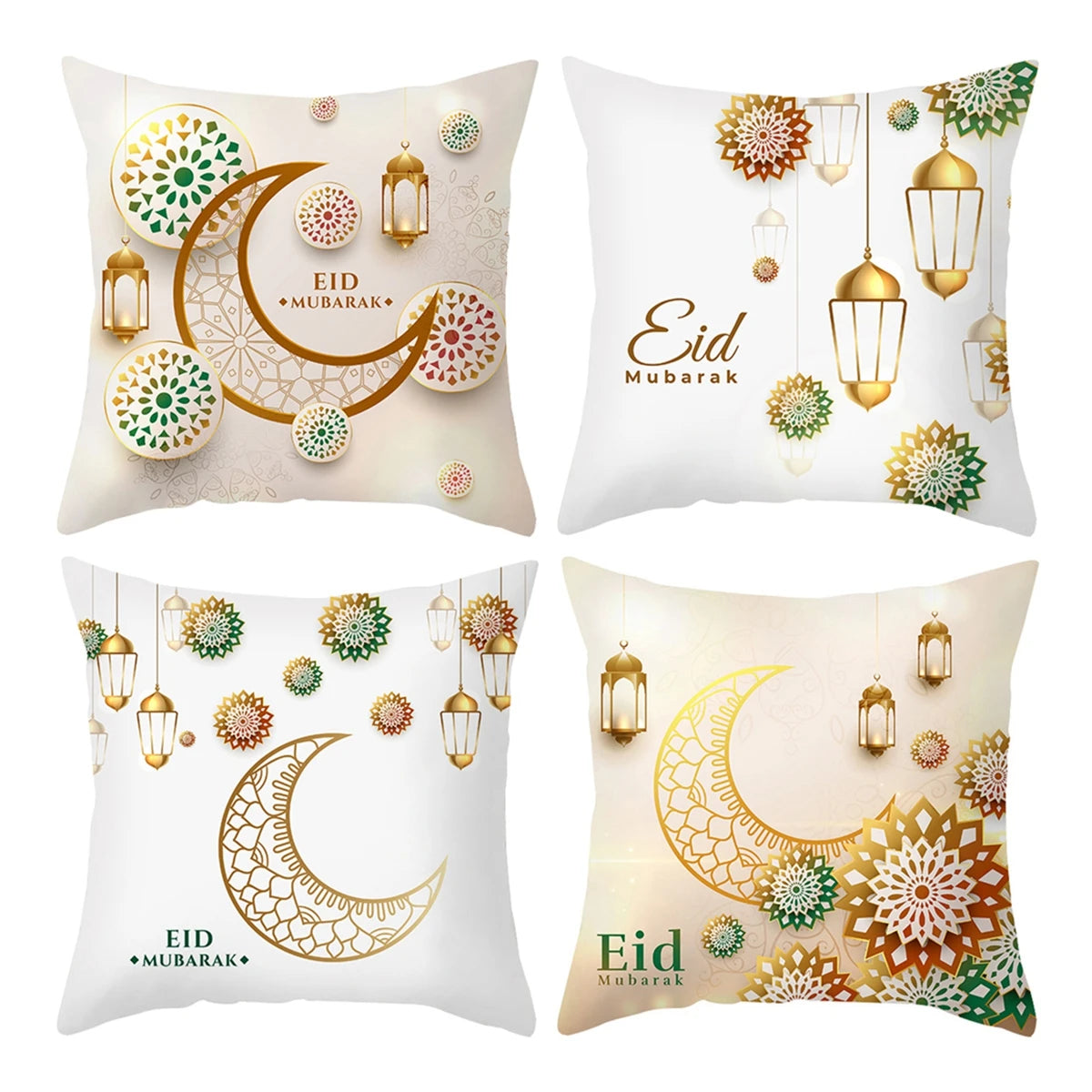 4Pcs 45x45cm Ramadan Decoration For Home 2025 Eid Mubarak Cushion Cover Eid Islamic Muslim Happy Eid Mosque Party Pillowcase