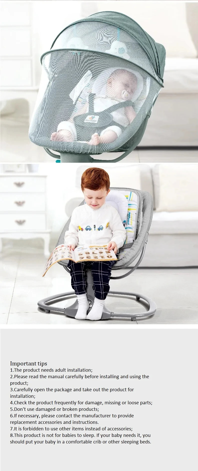 Electric Bluetooth Baby Cradle with Mosquito Net Bluetooth Music Baby Rocking Chair Multifunctional Baby Crib for Newborns 2024