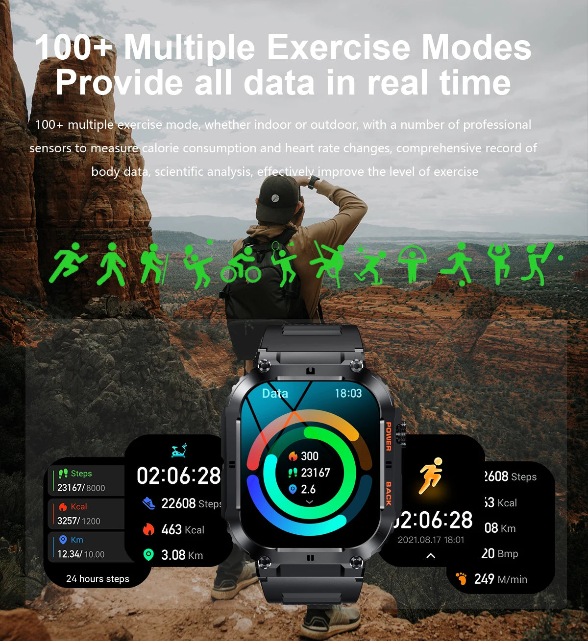 LIGE 1.96 inch New Bluetooth Call Smart Watch Men Sport Fitness Tracker Smartwatch for Android IOS Calculator 400mAh Big battery