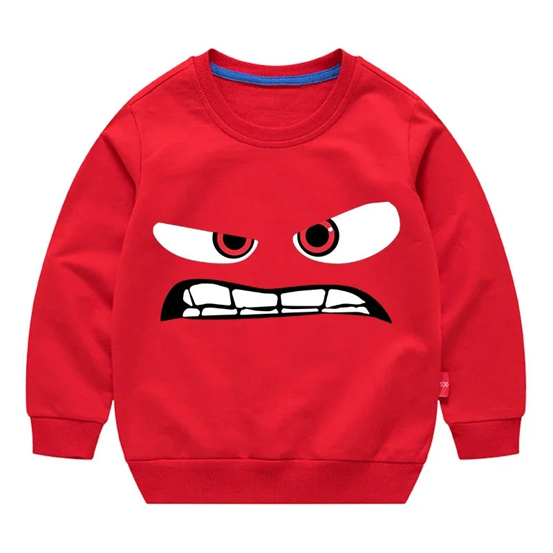 Inside Out 2 Sweatshirts for Boys Girls Anime Cartoon Funny Expressions Printed Hoodies Children Fashion Long Sleeve Pullover