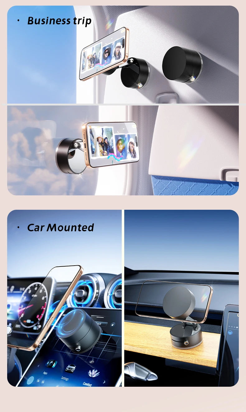 360° Adjustable Vacuum Magnetic Suction Cup Phone Mount, Hands-Free Magnetic Cell Phone Holder for Car/Gym/Mirror/Smoot