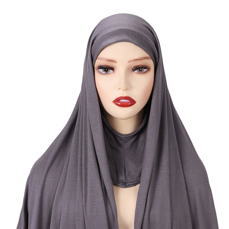 One piece instant wrap hijab ribbed jersey scarves instant hijab fashion muslim hijab with full cover cap