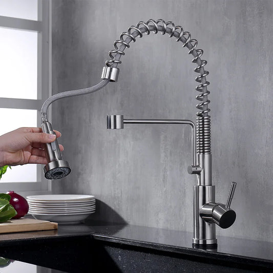 Pull Out Sensor Kitchen Sink Faucets 304 Stainless Steel Black/Nickel Smart Induction Mixed Tap Touch Control Sink Tap Torneira