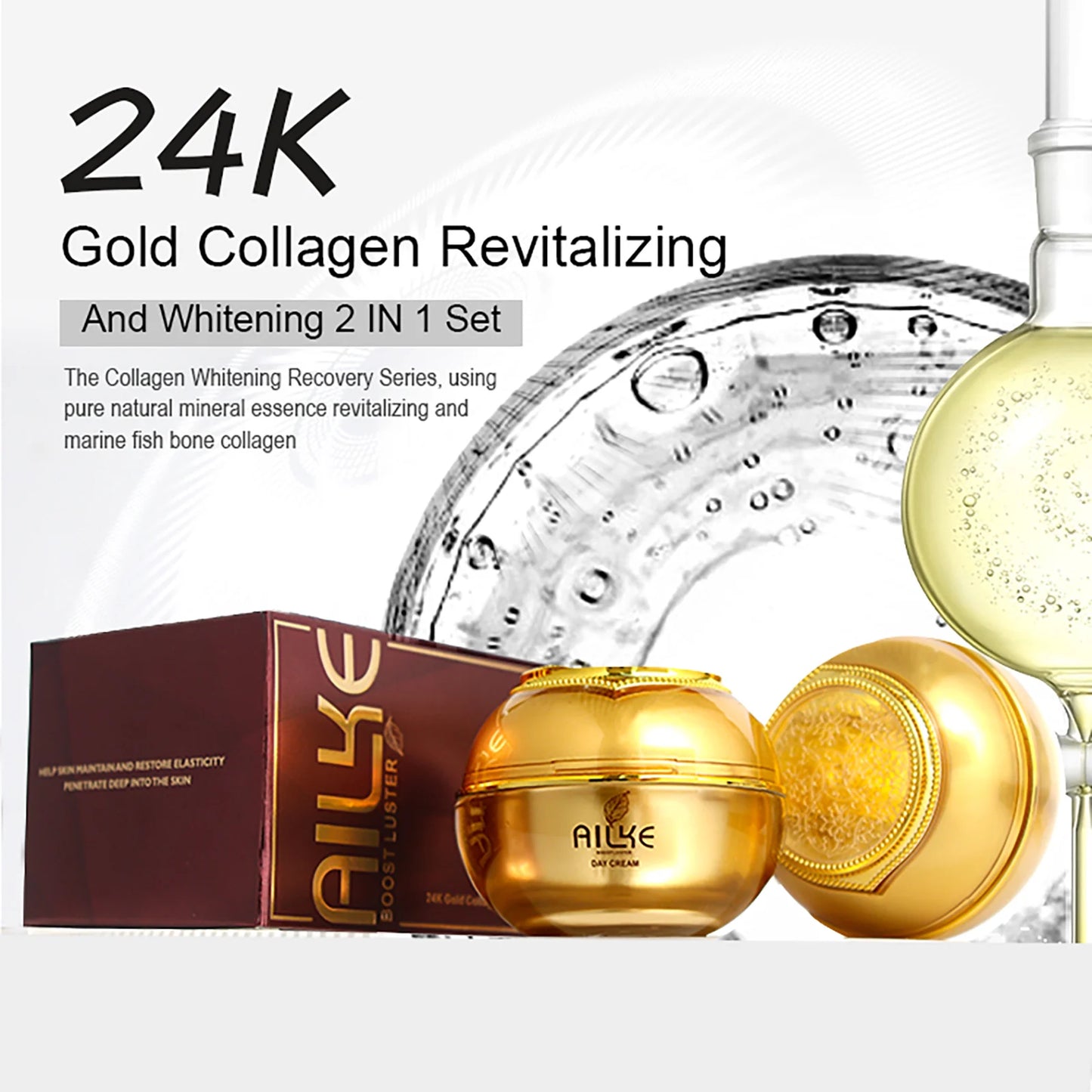 AILKE Whitening Face Care Set, Moisturizing, Brightening, With Collagen Vitamin C, Even Skin Tone, Suitable for Men and Women