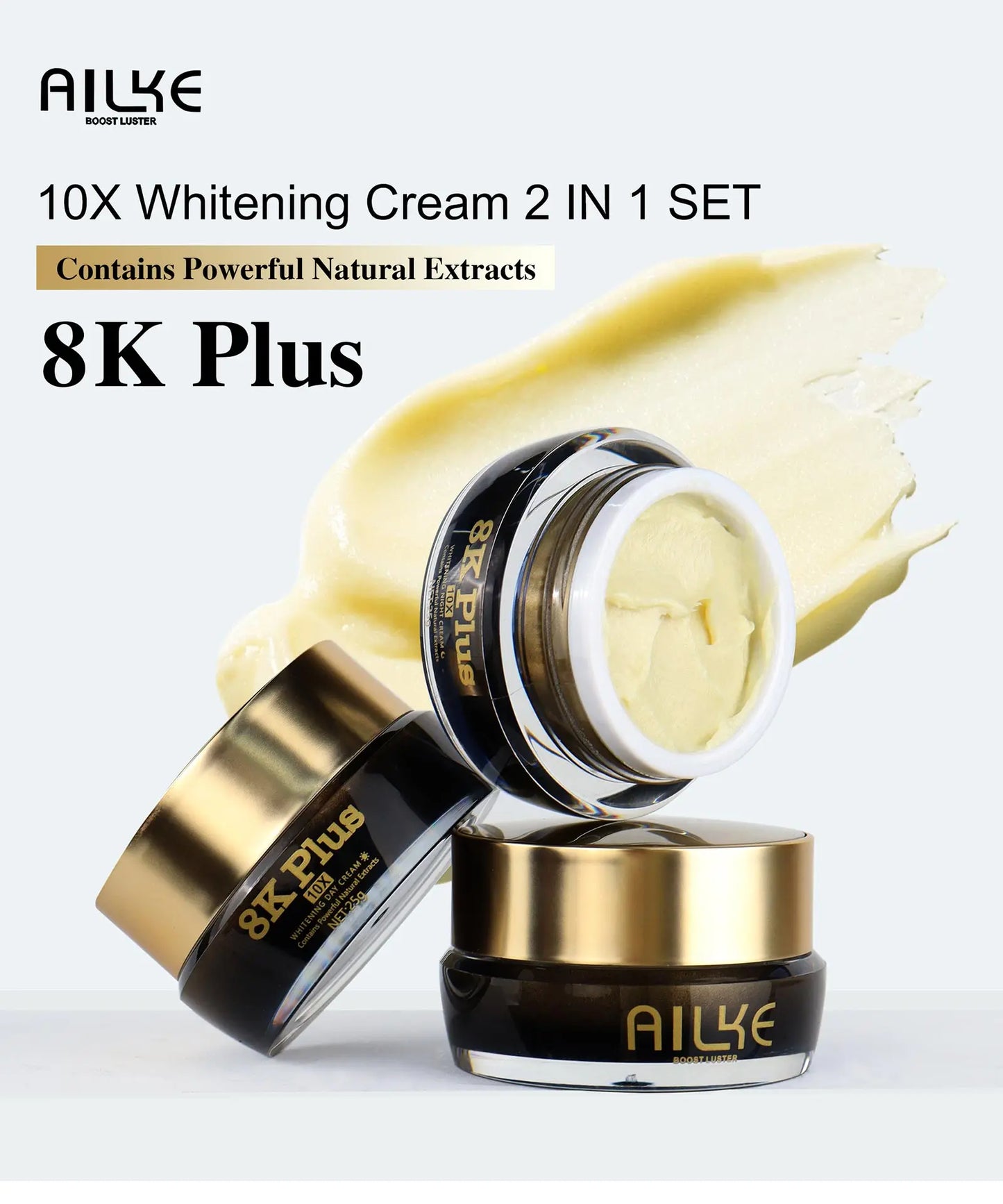 AILKE Lightening Face Cream, Reduce Dark Spots, Inhibit Melanin, With Collagen, Glutathione, For All Skin Types