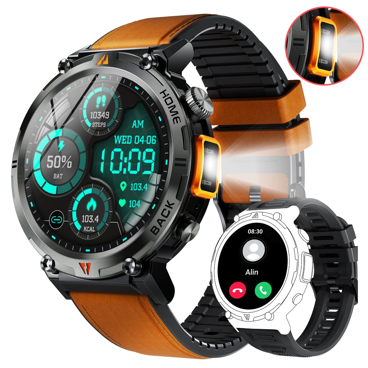 EIGIIS 2024 New Smart Watch KE3 3ATM Waterproof Sport Genuine Original Design Men Bluetooth Call Health Monitor With Flashlight