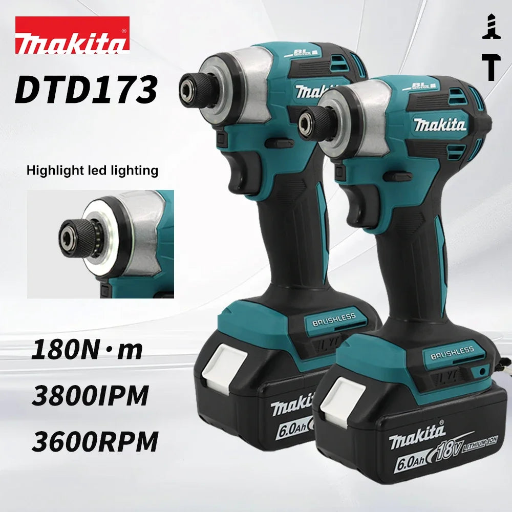 Makita DTD173 18V 1800rpm Cordless Impact Driver 180 N.m Brushless Motor Electric Drill Wood/Bolt/T-Mode for Multifunction Tool