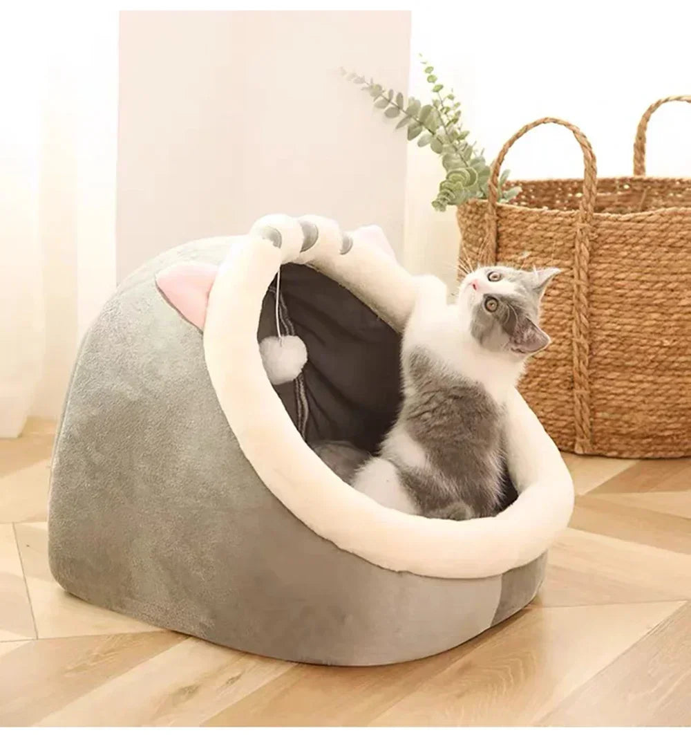 Cat Bed House Kennel Nest Round Pets Sleeping Cave Kitten Beds Pet Basket Cozy Kitten Lounger Cushion Cat House Tent Dog House