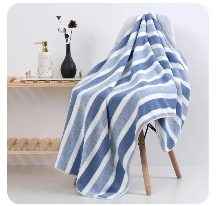 4PCS 70X140CM Soft Stripe Absorbent Microfiber Bath Towel Stripe Towels Quick Drying Absorbent Towels For Bathroom