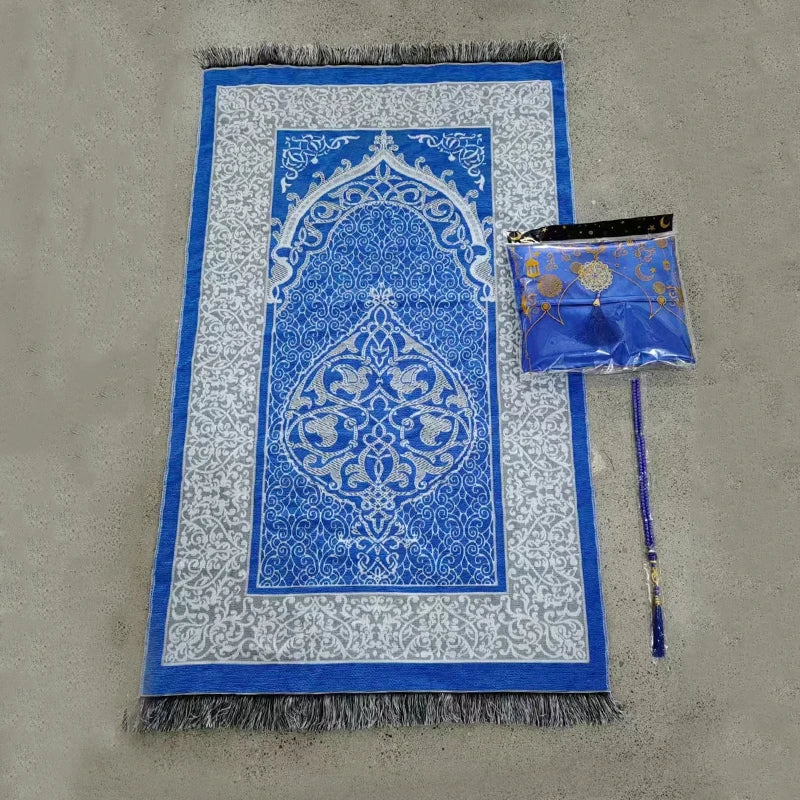 Ramadan Prayer Mat Sets Rug+tasbih +bag, Travel Worship Blanket Islamic Muslim Tasbih sejadah 70*110cm