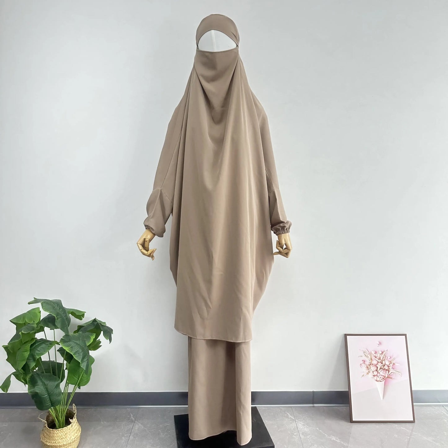 jilbab 2 piece set Muslim Women Hijab Dress Prayer Garment Abaya Long Khimar Ramadan Arab Gown Abayas Sets Islamic Clothes Robe