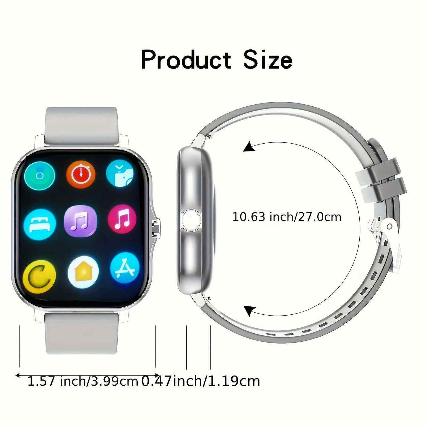 Smart watch, Bluetooth calls, message reminders, custom dial wallpaper, compatible with Android and iPhone