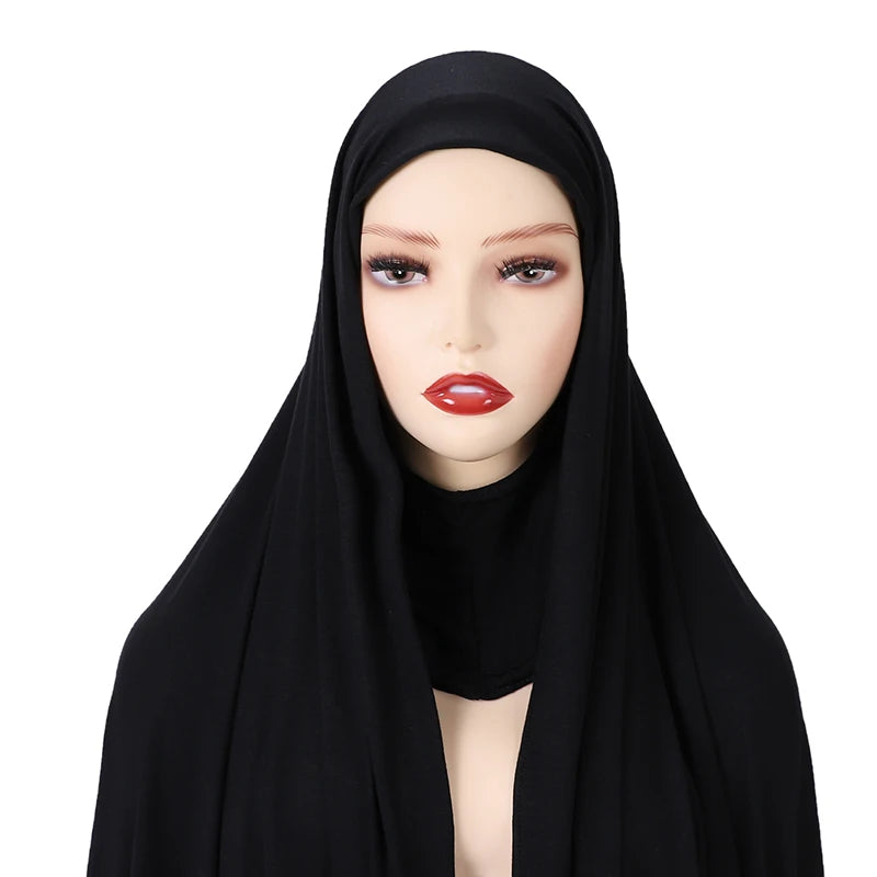 One piece instant wrap hijab ribbed jersey scarves instant hijab fashion muslim hijab with full cover cap