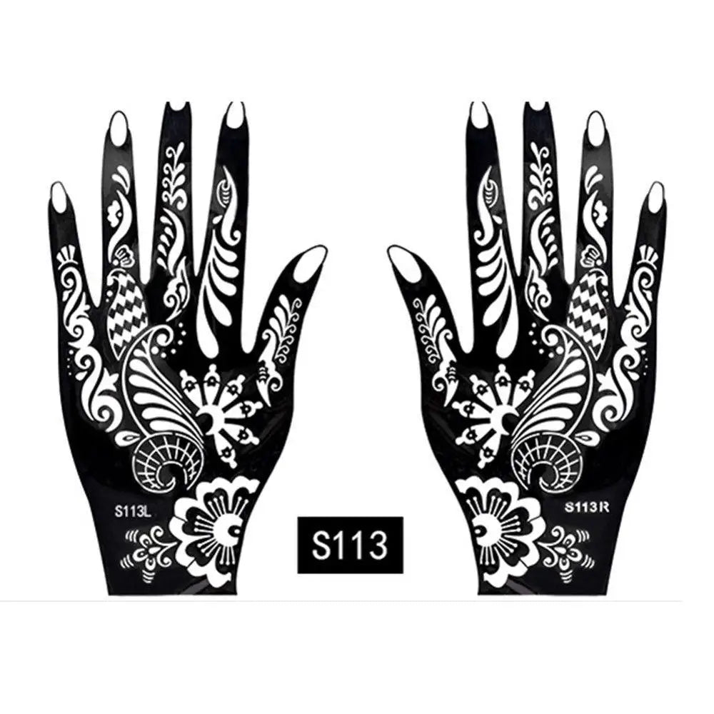 6 Types Fashion Beauty DIY India Henna Sticker Body Art Kit Tattoo Stencils Temporary Hand Decal