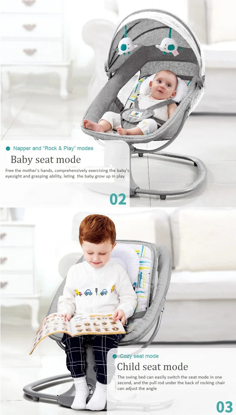 Electric Bluetooth Baby Cradle with Mosquito Net Bluetooth Music Baby Rocking Chair Multifunctional Baby Crib for Newborns 2024