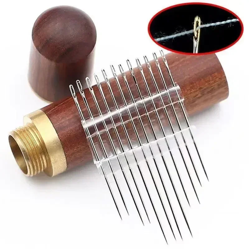 12/30Pcs Blind Needles Stainless Steel Self Threading Needle Set DIY Embroidery Elderly Hand Stitching Threader DIY Sewing Tools