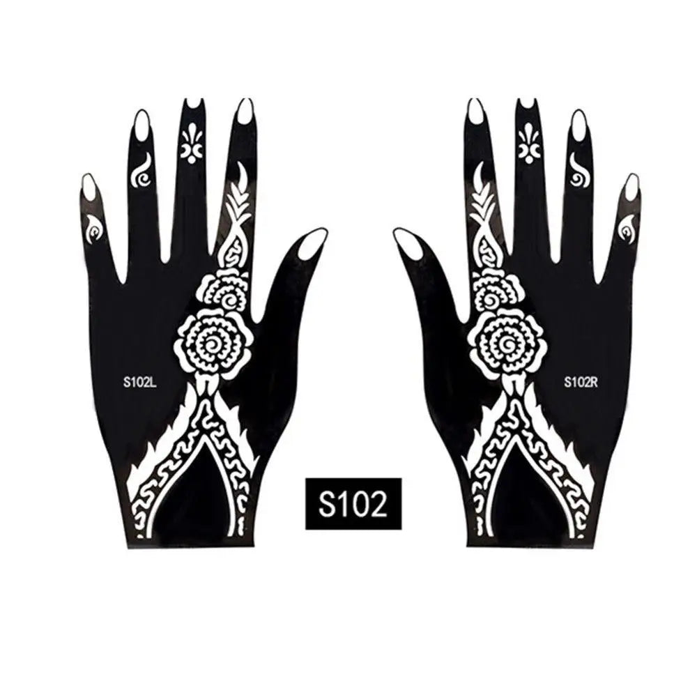 6 Types Fashion Beauty DIY India Henna Sticker Body Art Kit Tattoo Stencils Temporary Hand Decal