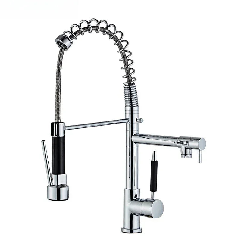 360 Rotatable Faucet Mixer Sink Brass Spring Water Kitchen Taps Gold Ceramic Modern Contemporary Single Handle