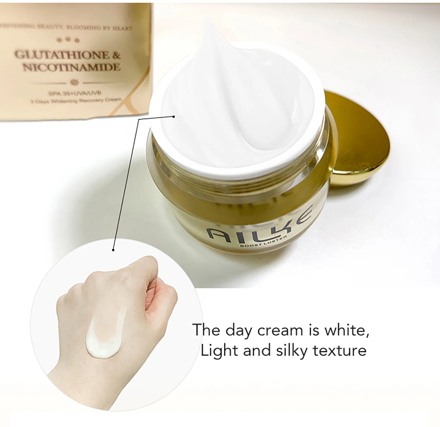 Whitening and Moisturizing Facial Cream, Naturally Brightens Skin Tone, Eliminates Dark Spots, With Nicotinamide Spf35+