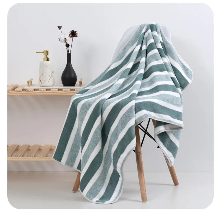 4PCS 70X140CM Soft Stripe Absorbent Microfiber Bath Towel Stripe Towels Quick Drying Absorbent Towels For Bathroom