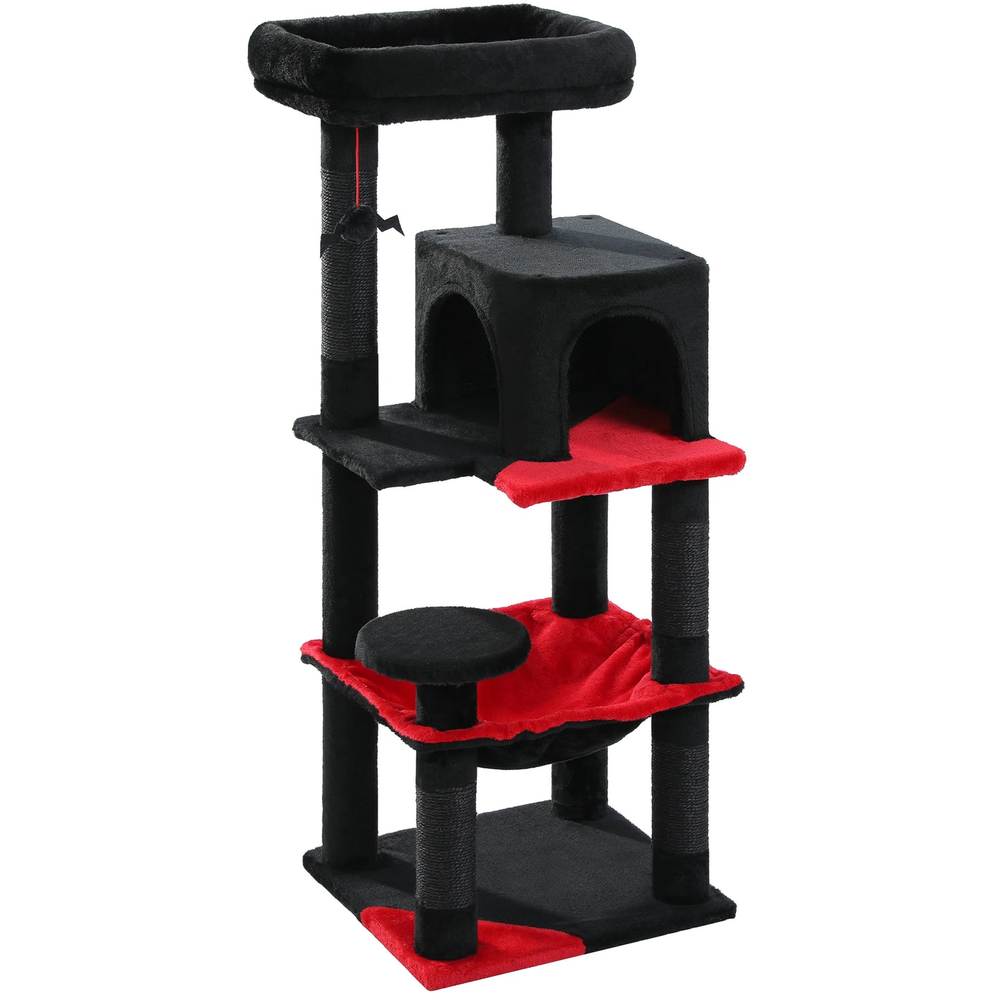 116cm 4-Tier Gothic Cat Tree Tower for Indoor Cats with Sturdy Metal Frame, Hammock, Condo, Perch, and 4 Sisal Posts in Black