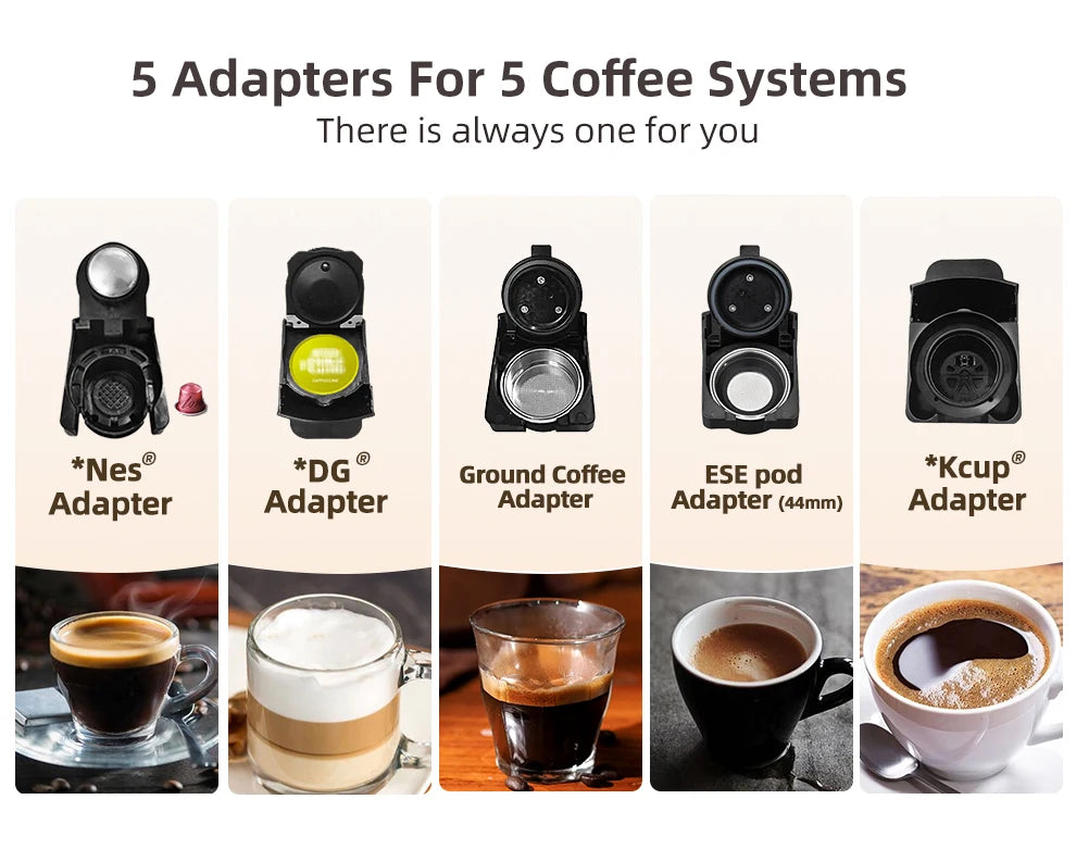 HiBREW Multiple Capsule Coffee Machine, Hot/Cold Dolce Gusto Milk Nespresso Capsule ESE Pod Ground Coffee Cafeteria 20Bar 5 in 1