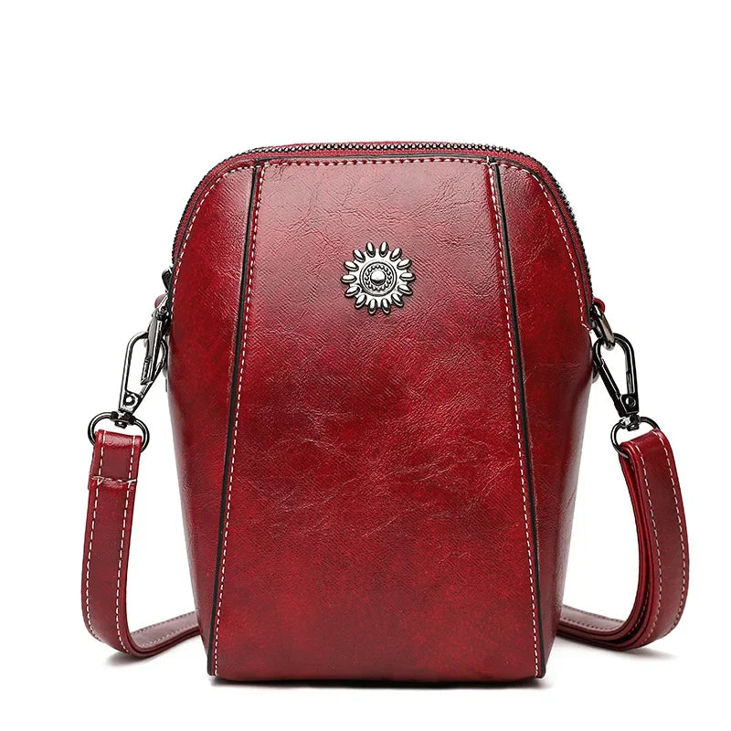 Single Shoulder Crossbody Bag Female Fashion Temperament Leather Women's Bag Vertical Mobile Phone Bag Crossbody Mini Small Bag