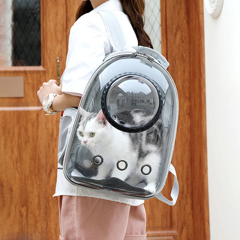 New Pet Cat Carrying Bag Breathable Portable Pet Outdoor Travel Backpack Transparent Bag Carrier Pet Transport Space Capsule Bag