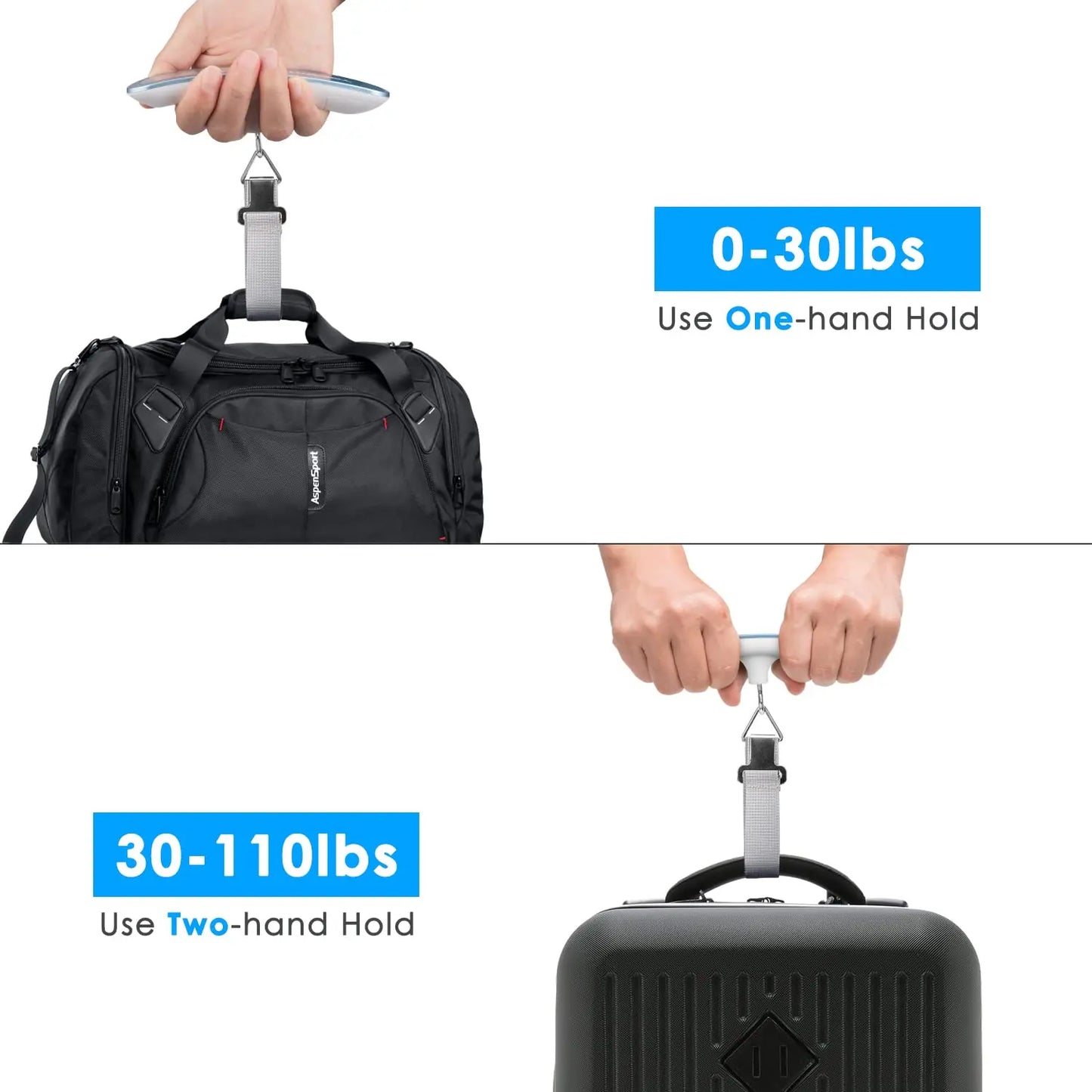 Scale Electronic Backlight Scale Spring Balance Luggage Scale Steelyard Suitcase Travel Hanging Steelyard Hook Scale 50kg/110lb