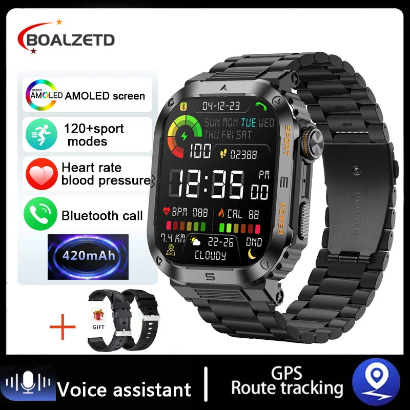 BOALZETD 2.01 Outdoor Military Smart Watch Men Bluetooth Call Smartwatch For Android IOS IP68 Waterproof Sports Fitness Watches