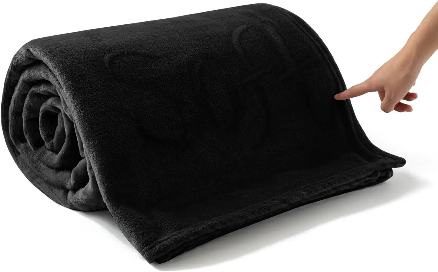 Good Nite Cuddle blanket Fluffy Fleece Day blanket for Adults Soft Sofa blanket Warm & Machine Washable Black