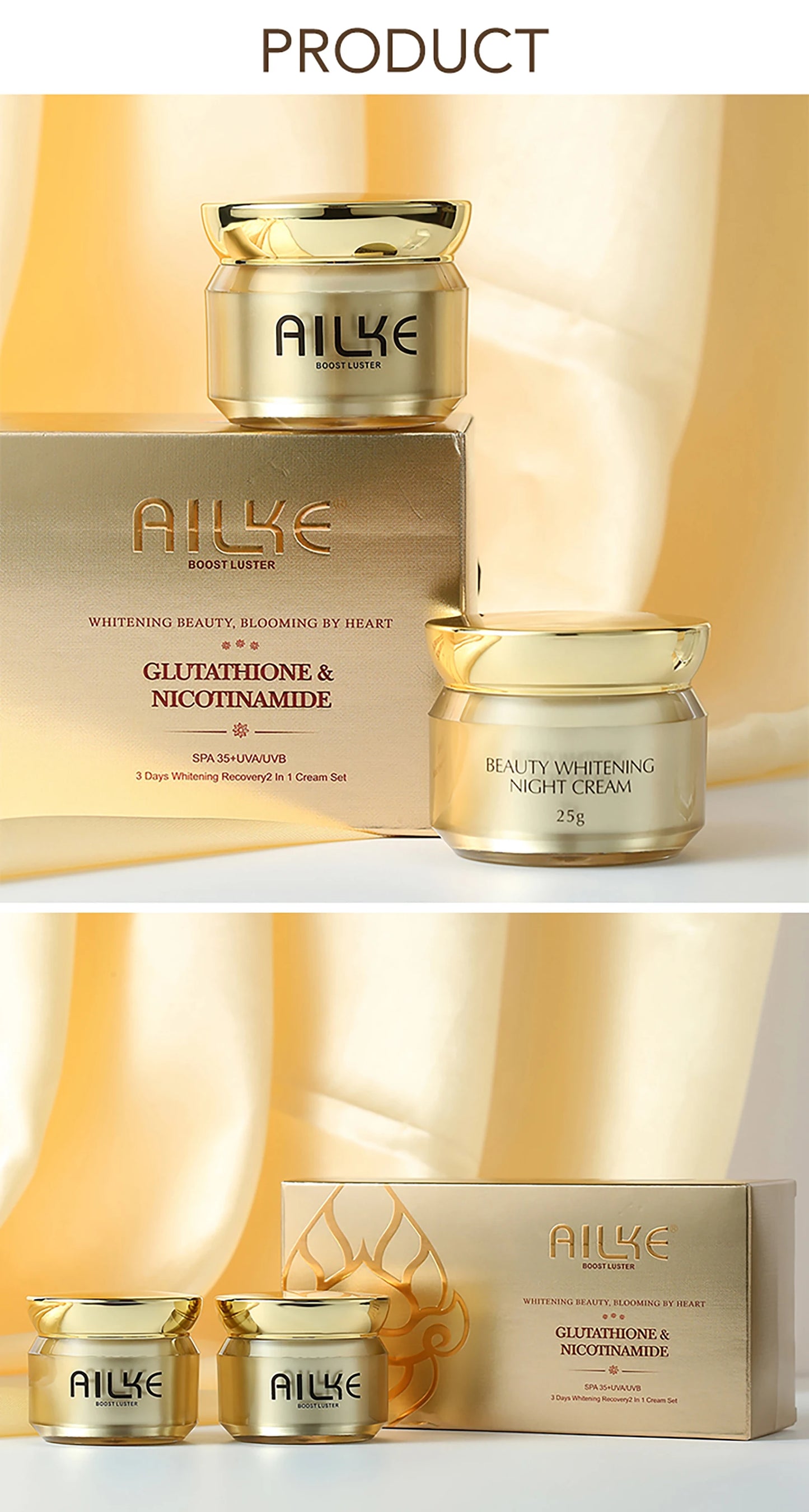 Whitening and Moisturizing Facial Cream, Naturally Brightens Skin Tone, Eliminates Dark Spots, With Nicotinamide Spf35+