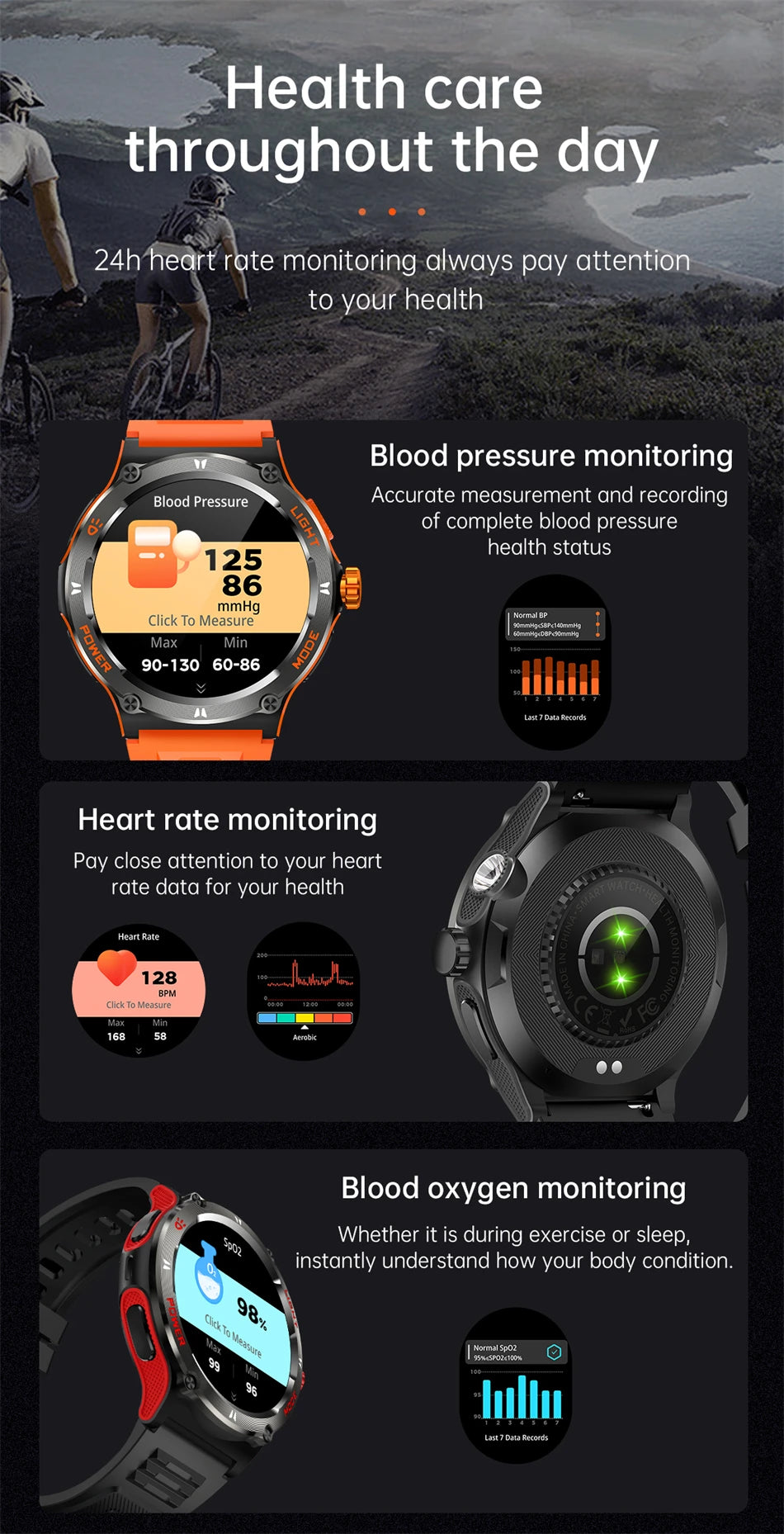 EIGIIS Smart Watch 3ATM Waterproof 1.53" KT76 Men Sport With Compass And LED Flashlight Heart Rate Sleep Analysis Bluetooth Call