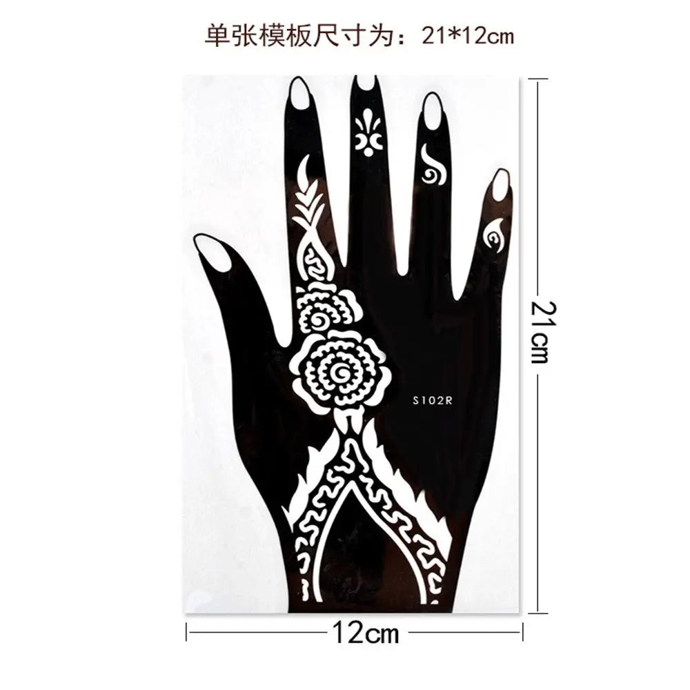 6 Types Fashion Beauty DIY India Henna Sticker Body Art Kit Tattoo Stencils Temporary Hand Decal