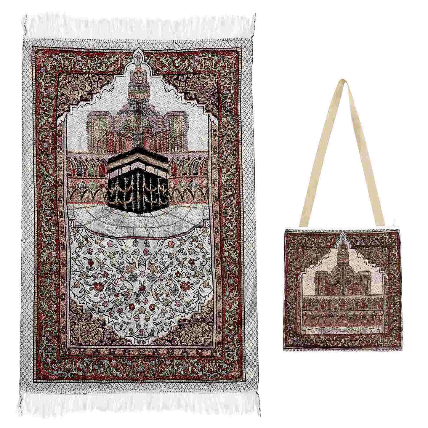 CLISPEED Portable Prayer Mat Prayer Tassel Rug Prayer Muslim Carpet with Storage Bag