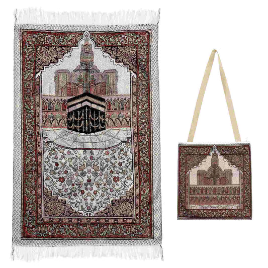 CLISPEED Portable Prayer Mat Prayer Tassel Rug Prayer Muslim Carpet with Storage Bag