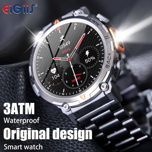 EIGIIS 2024 New Smart Watch KE3 3ATM Waterproof Sport Genuine Original Design Men Bluetooth Call Health Monitor With Flashlight