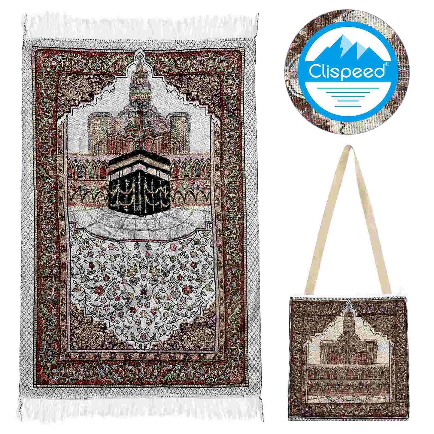 CLISPEED Portable Prayer Mat Prayer Tassel Rug Prayer Muslim Carpet with Storage Bag