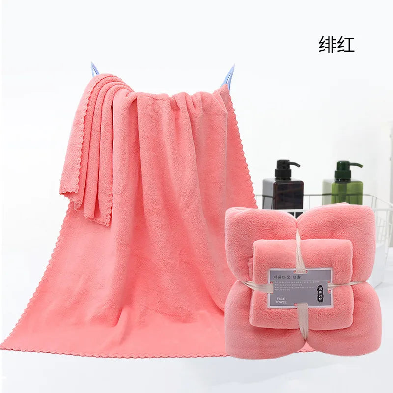 2-piece set of soft coral velvet bath towels, suitable for adult hotels and spas with towels and towels