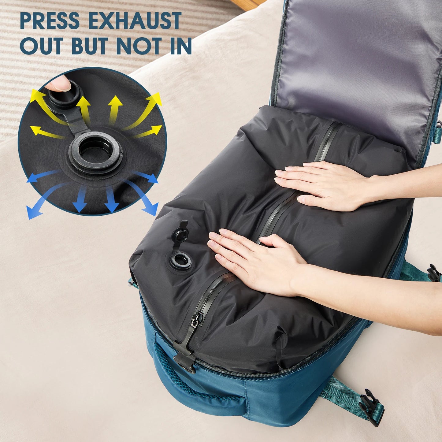 Air Vacuum compression Backpack Travel Backpack for Women Men Business Laptop Backpack, Expandable Vacuum Large Capacity Bag