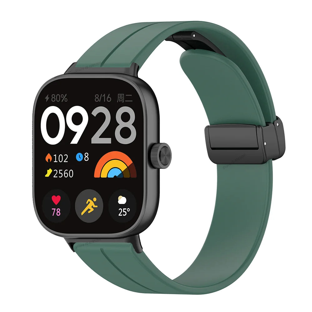 Silicone Wristband For Redmi Watch 3 Active Strap Magnetic Folding Buckle Bracelet For Redmi Watch 3/4 SmartWatch Band Accessory