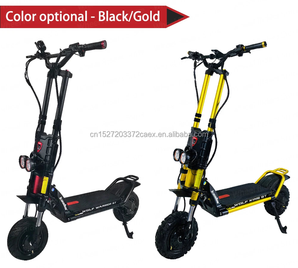 Electric Scooter Gold Color Sine Wave Display 72V 35Ah 2000Wx2 Skateboard Powerful Adult Foldable