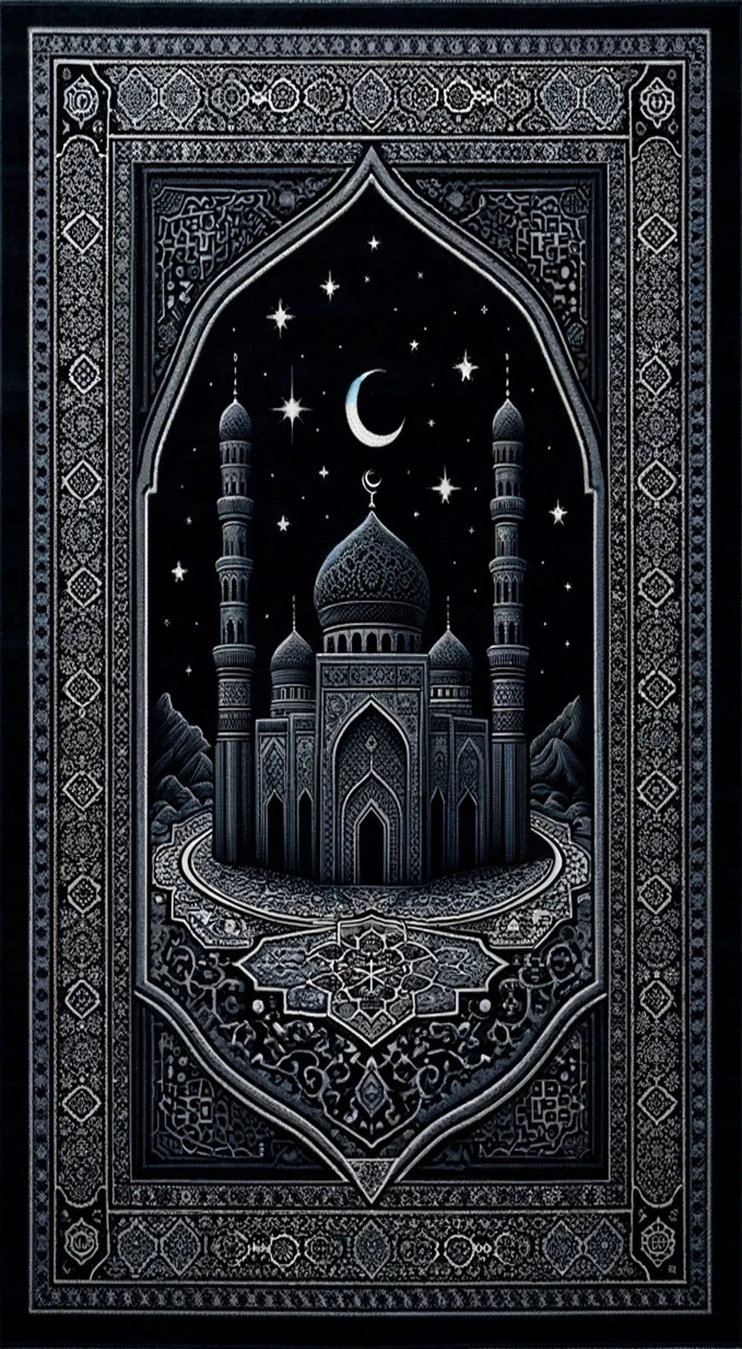 Muslim Mat Rug Meditation Rug Black Prayer Mat Mosque Design Rug Islamic Plush Rug Sajadah Mat Rug Luxury Gift Rug Home Rugs