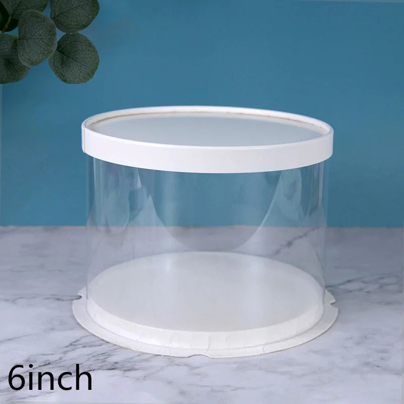 4/6inch Round Cake Box multicolor Transparent Cylindrical Pattern Gifts Rose Bear Packaging Case Baking Birthday Party Decor