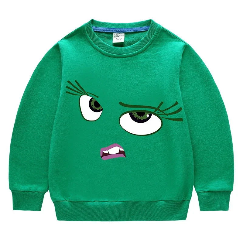 Inside Out 2 Sweatshirts for Boys Girls Anime Cartoon Funny Expressions Printed Hoodies Children Fashion Long Sleeve Pullover