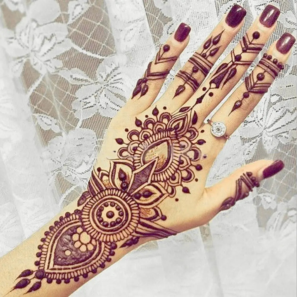 6 Types Fashion Beauty DIY India Henna Sticker Body Art Kit Tattoo Stencils Temporary Hand Decal