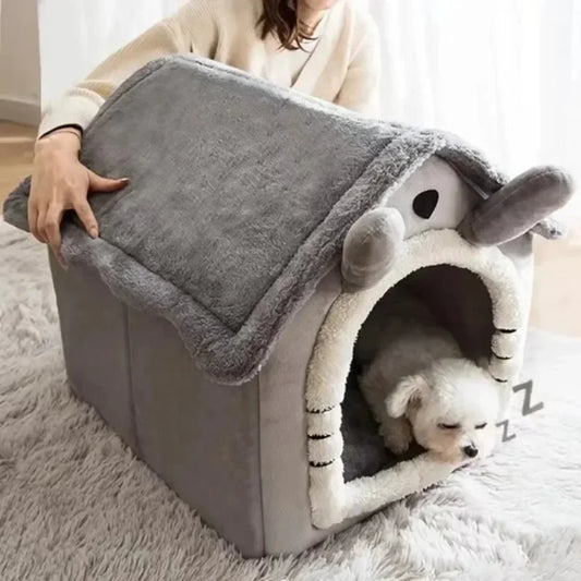 All Seasons Warm Washable Cat Dog House Indoor Soft Removable Cushion Pet Bed Kennel for Small Medium Pets Durable Pet Supplies