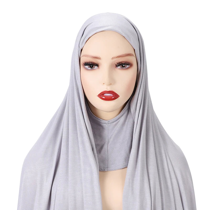 One piece instant wrap hijab ribbed jersey scarves instant hijab fashion muslim hijab with full cover cap