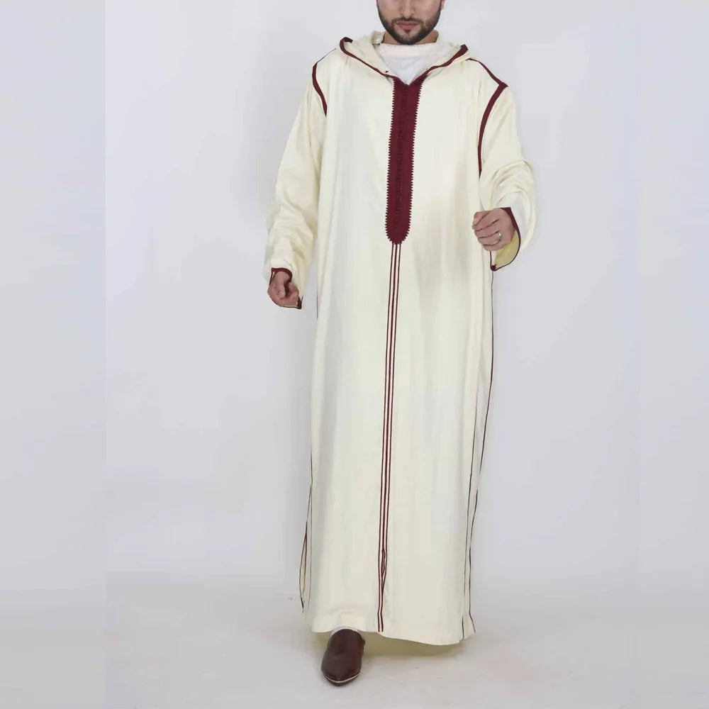 2024 Cross-border New Style Arabic Long Men's Hooded Shirt Muslim Robe Caftan Homme Islamic Clothing  Kaftan  Pakistan